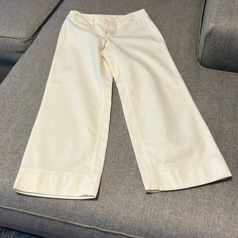 Loft wide leg cream colored jeans